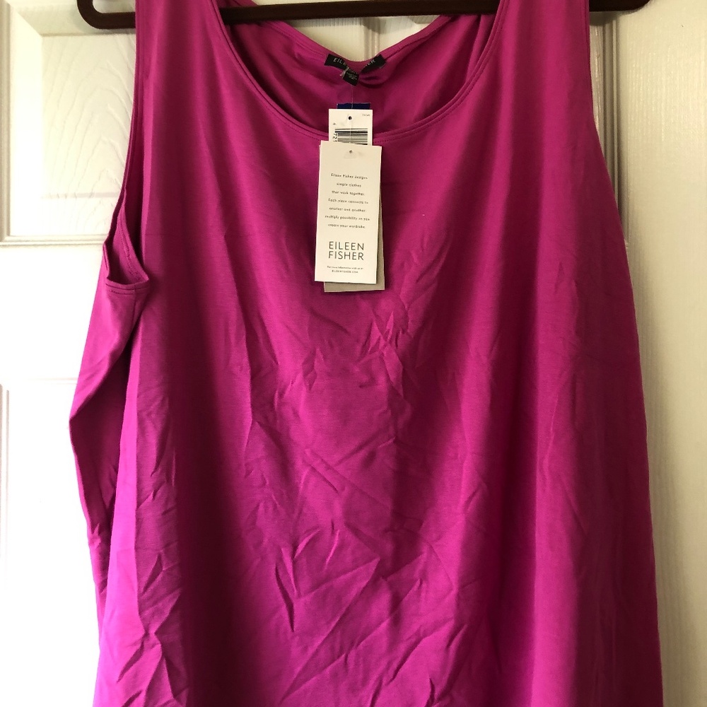 EILEEN FISHER Women Size 2X Hot Pink Tank Top